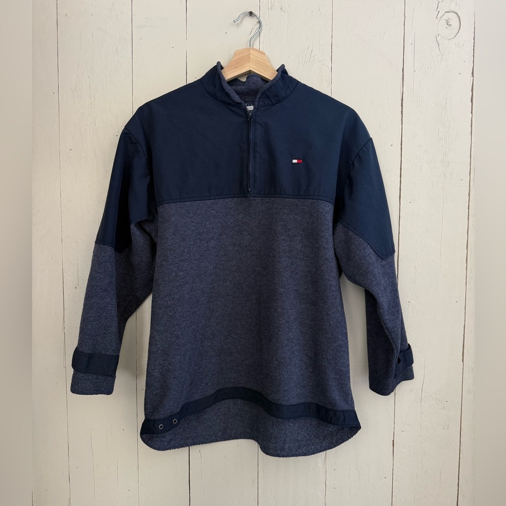 Tommy Hilfiger Vintage 1/4 Zip Nylon/ Fleece Mens Pullover, Sz Large